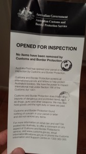 A kind notice from the Customs and Border Protection department informing me my shipment was inspected but not seized.  I did not have to pay duty either.